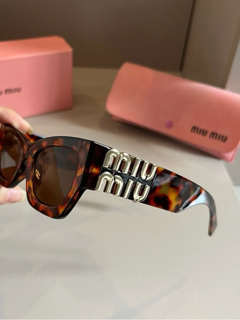 Miu Miu Tortoiseshell Acetate Sunglasses with Brown Lenses